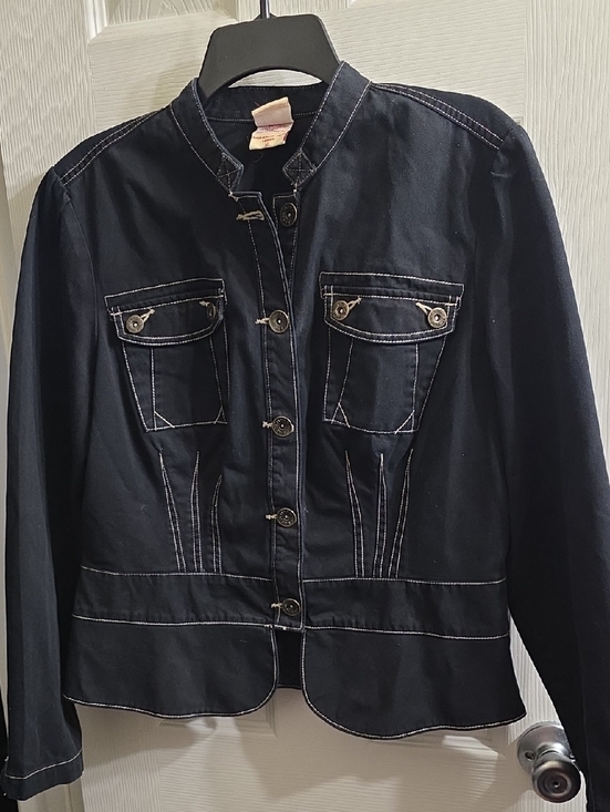 Faded Glory Jackets & Blazers - Vintage Faded Glory Black Jean Jacket with Contrast Stitching